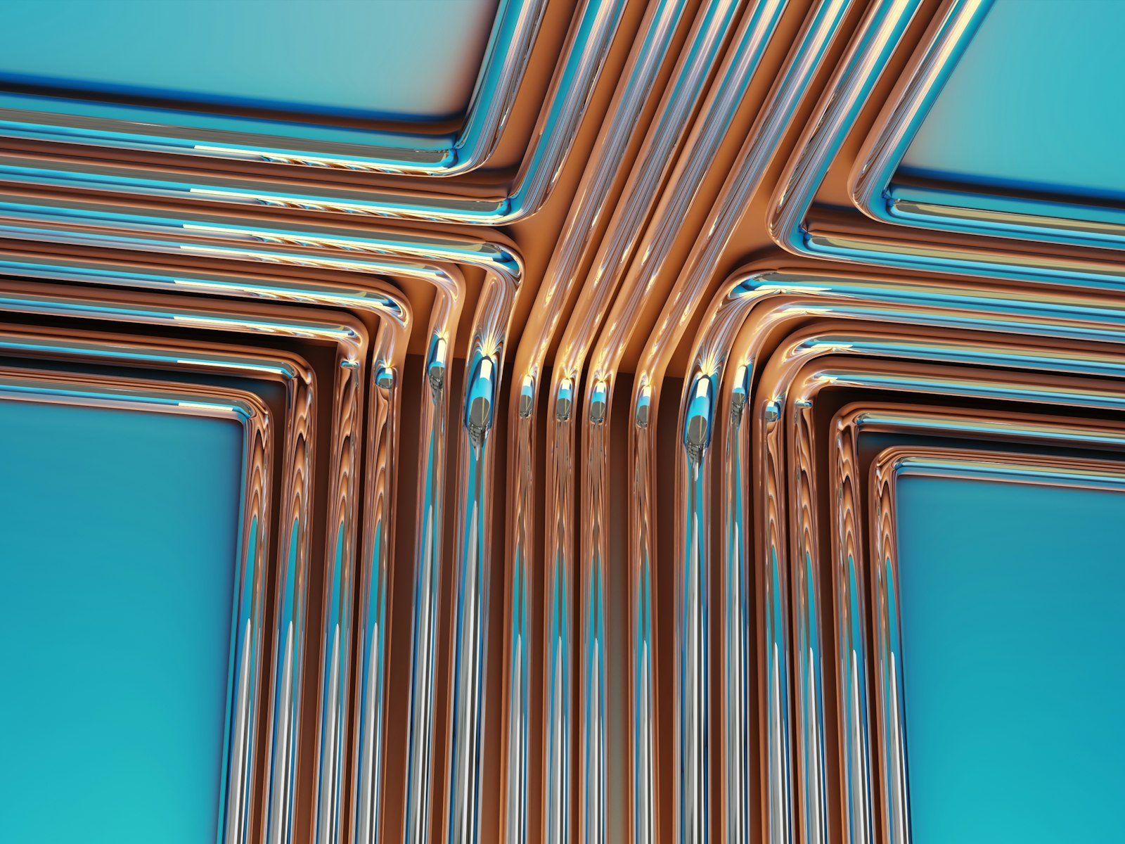 Copper water lines bent into a neat cross