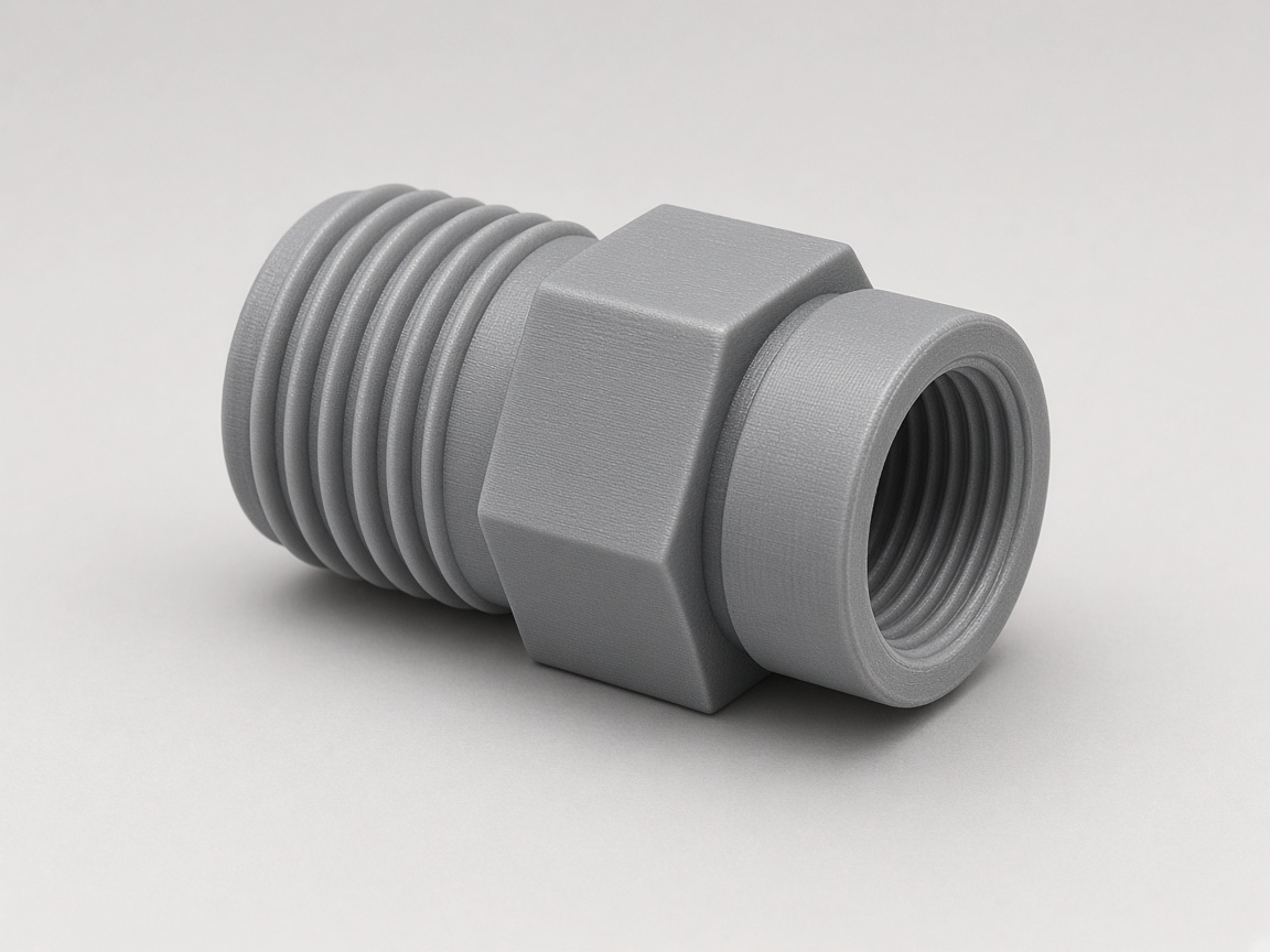 3D printed adapter fitting in grey resin